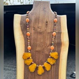 Handcrafted Amber, Jasper and Red Aventurine Beaded Necklace